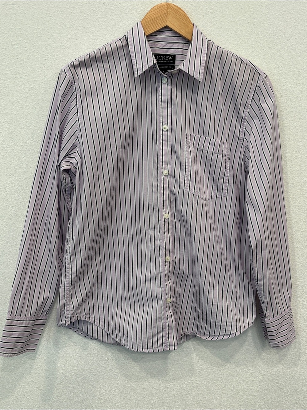 J.Crew Women’s Lavender and Black Vertical Stripe Dress Shirt Size 6